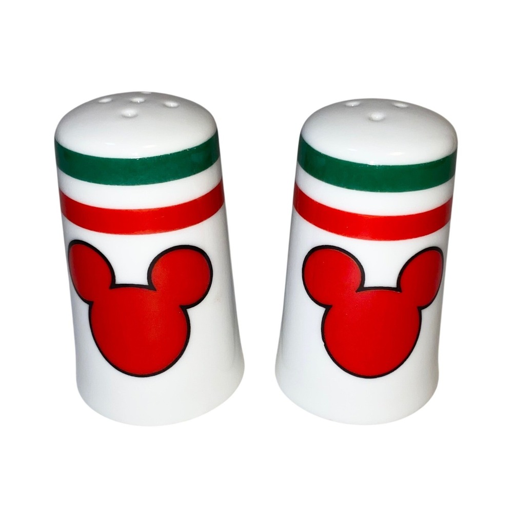 VNTG Disney Mickey Mouse Salt Pepper Shakers Italian Flag Colors Kitchen‎ Decor